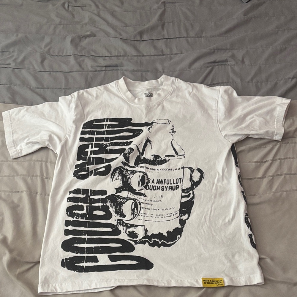 White Graphic T-Shirt with Black Print